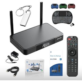 Newest 2024 Super S5 Pro (4GB+32GB) with Remote Control, Mini Keyborad, 128G USB Flash Drive, and Installation Instructions