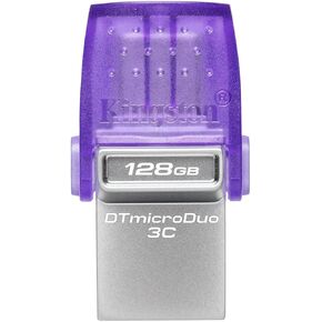 محرك أقراص فلاش Kingston DataTraveler microDuo 3C سعة 64 جيجابايت USB-C وUSB-A | سرعات تصل إلى 200 ميجابايت/ثانية | يو اس بي 3.2 الجيل الأول | موصل الثنائي | DTDUO3CG3/64 جيجابايت، أرجواني/فضي in Saudi Arabia