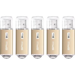 Silicon Power 5 Pack 64GB USB 3.0/3.1 Gen1 USB Flash Drive Blaze B02 (Champagne Gold)