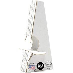 Golden State Art, Cardboard Easel Back, Self Stick Stand, Archival Quality Acid-Free, 12 Inch Double Wing, Display Signs Pictures Brochures Posters Photographs and Document (Pack of 50) White