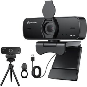 NewlineWork NewEye 4K HD PC Webcam USB Webcam with Microphone Pro Streaming Web Camera with Auto Focus, Low Distortion, Privacy Cover, Tripod Stand for Zoom/Skype/Teams/Laptop/conferencing/Calling
