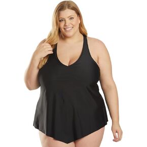Sporti Women's Plus Size Tankini Tops - Bathing Suit Tops for Women - Athletic Tank Top Swimsuits with Shelf Bra Support