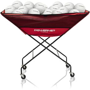 PowerNet Volleyball Wheeled Cart | Portable Hammock Ball Cart | Collapsible Rolling Training Equipment Basket | Lightweight Bin | Great for Multisport Use