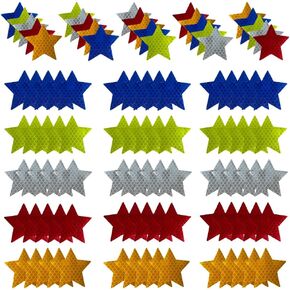 100Pcs Warning Reflective Stickers, Reflective Decals Waterproof Reflector Tapes Safety Reflective Stickers Night Visibility Adhesive Stickers for Motorcycle Bicycle Car (Star-Shaped)