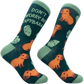 Crazy Dog T-Shirts Women's Dont Worry Be Capybara Socks Funny Sarcastic Parody Lyrics Footwear