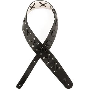 D'Addario Guitar Strap - Guitar Accessories - Electric Guitar Strap, Acoustic Guitar Strap, Acoustic Electric Guitar Strap & Bass Guitar Strap - Laced - Black