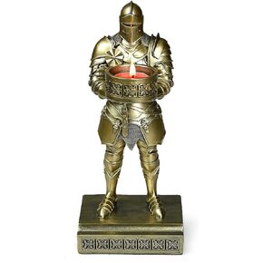 King's Guard Standup Knight Candlestick Holders Resin TeaLight Holder Warrior Mobile Phone Stand Pen Holder Candle Holder for Restaurant, Altar, Home Table(Blue)
