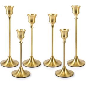 Candlestick Holders, Taper Candle Holders Brass Gold Candlestick Holder Candle Stick Holders kit Classic Decorative Candle Stick for Christmas, Fireplace Wedding Party Dinner Tables Décor