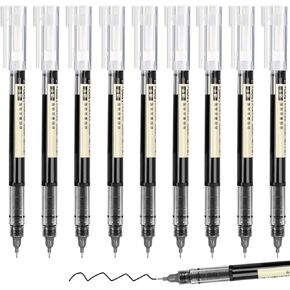 Rolling Ball Pens, Fine Point 0.5 mm Rollerball Pens with Quick-drying Ink, 10 Pack Retro Pens (Black)