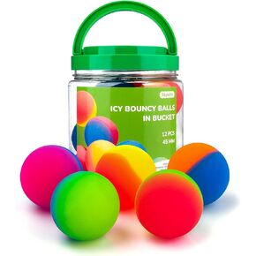 Entervending Bouncy Balls for Kids - Party Favors - 45mm Bouncing Balls - Bounce Balls in Bucket - Large Bouncy Ball - Hi Bounce Balls - Rubber Balls