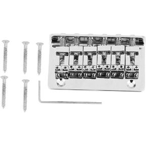 Guitar Bridge, 6 String Metal Fixed Hardtail Tailpiece Bridge Saddle with 5 Pcs Screws for Electric Guitar Bass