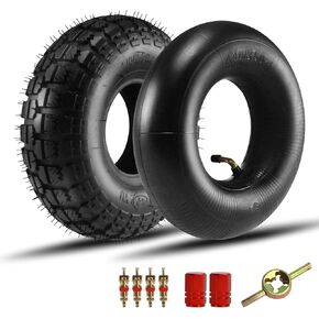4.10/3.50-4 Tire Inner Tube TR87 Bent Valve Inner Tube Compatible with Hand Trucks Trailers Lawn Mower 4-Wheel Garden Carts Trailers Snowblower Compressor Go kart Tire Tube 2Pack
