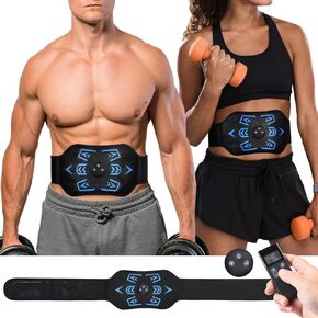 ABS Stimulator, Abs Muscle Training Belt, Ab Stimulator USB Rechargeable Portable Abdomen for Home Office Men Woman Exercise Equipment Blue