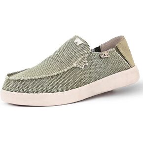 Kickback Barbeach Canvas Mens Slip On Loafers - Lightweight Canvas Slip in Shoes - with Leather Lined Memory Foam Insoles - Mens Casual Slip on Summer Shoes - Machine Washable