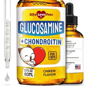 Cat Joint Supplement for All Breeds – Glucosamine for Cats and Kittens – Glucosamine, Chondroitin, MSM for Hip & Joint Care – Natural Ingredients with Chicken Flavor – 2 Oz
