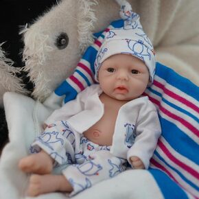 Lifelike Reborn Baby Doll - 7" Mini Full Platinum Silicone Realistic Newborn Baby Doll, Non-Vinyl Doll, Washable Reality Doll Baby with Feeding Kit & Gift Box-Girl