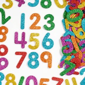READY 2 LEARN Glitter Foam Stickers - Numbers 0-9 - Pack of 120 - Self-Adhesive Stickers for Kids - Stickers for Scrapbooks, Cards and More