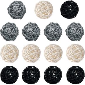 15 Pieces Wicker Rattan Balls Decorative Orbs Vase Fillers for Craft, Party, Wedding Table Decoration, Baby Shower, Aromatherapy Accessories, 2 Inch (Baby Blue Gray White) in Kuwait