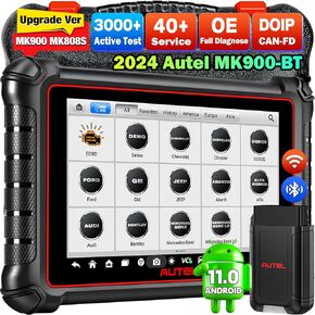 Autel MaxiCOM MK900BT Scanner, 2024 8in MK900-BT up of MK900 MX900 MS906BT MK808BT PRO MK808S MX808S MK808Z, CAN-FD&DOIP, 3000+ Active Test, 40+ Service, OE Full Diagnose, WiFi Print, 11 OS, FCA SGW