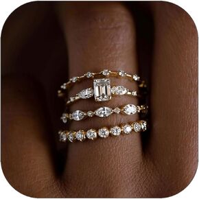 Stackable Gold Rings for Women Set Dainty 14K Trendy Gold Plated Cubic Zirconia Non Tarnish Stacking Fashion Ring Jewelry