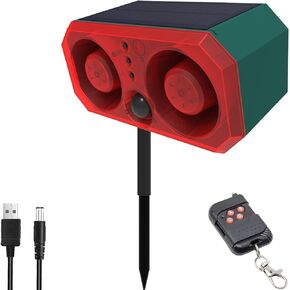 Solar-Outdoor Motion Sensor Alarm - 130db Motion Detector Alarm Light,with Remote Controller for Home, Villa,Yard,Chicken coop,Farm,Barn
