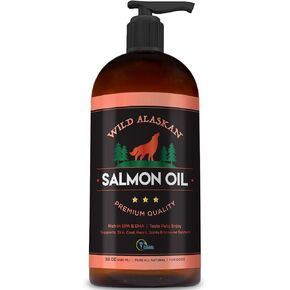 Wild Alaskan Salmon Oil for Dogs, Cats and Pets – 100% Natural Omega-3 Fish Oil Supplement with DHA and EPA Promotes Hip and Joint Function, Healthy Skin and Coat (32 oz) in Saudi Arabia