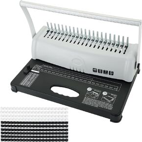 Comb Binding Machine, Book Binding Machine 21-Holes 450 Sheets, Comb Binder Machine with Starter Kit 100PCS 3/8", Binding Machine for Letter Size, A4, A5 Paper