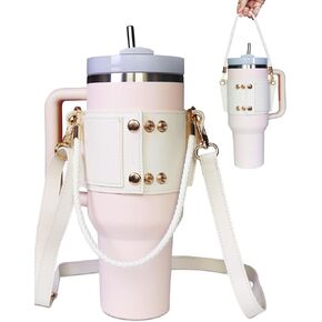 Water Bottle Holder with Strap for 40/30oz, Cup Accessories for Stanley 40 oz & 30 oz Tumbler with Handle, Stanley Cup Accessories with Adjustable Strap, Key Holder