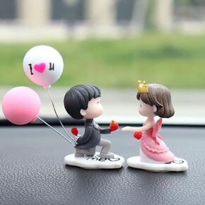 Cute Couple Doll Ornaments, Small Cartoon Car Dashboard Figure Decorations, Lovely Kiss Couples Figurines Balloon Ornaments Gifts for Wedding, Valentine's Day, Birthday, Home Office Decor (kiss)