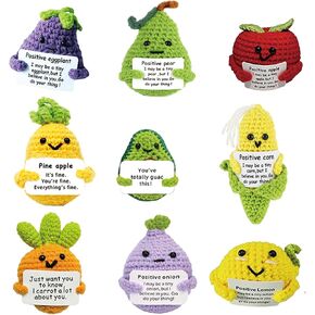 9 Pcs Positve Fruit Doll Crochet, Funny Cute Small Gifts for Friends, Emotional Support Potato Cheer Up Gifts for Women in Kuwait