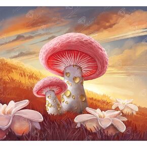DIAMOND ART CLUB Peach Mushroom Twilight Diamond Painting Kit, Fun DIY Crafts for Adults and All Ages, Round Diamond Art Canvas for Beginners, 14" x 13" (35.9 x 32.8 cm)