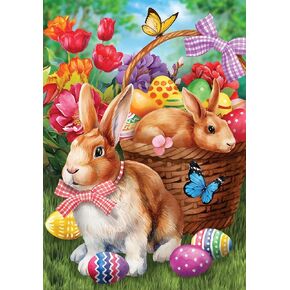 wavaiov Happy Easter Diamond Art Kits for Adult Beginners,Colors Egg Rabbit Diamond Art Kits for Easter, DIY 5D Diamond Art for Home Decor 12X16 Inch