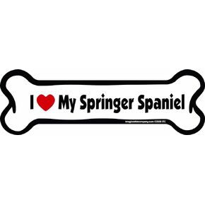 Bone Car Magnet, I Love My Springer Spaniel, 2-Inch by 7-Inch