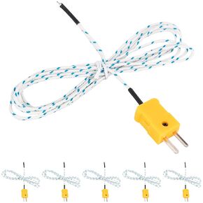 BlueStars Pack of 5 Temperature Probe for TM902C Yellow or Orange Temperature Measuring Line 2m/78.74in Long - Measure Range -50°C to 400°C Used for K-Type Mini-Connector
