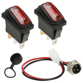 GREHUA On Off Power Rocker Switch Charger Port 3 Pin 2 Wire Connector Plug for Razor E100 E125 E175 E200 E300 RX200 Electric Scooter MX125 MX350 MX400 Dirt Rocket Pocket Rocket Mod Dune Buggy 3 Pin