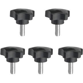 M8x15mm Plum Blossom Five Pointed Clamping Screw Knob Star Knob Screw Knob Clamping Handle Black (5Pcs)