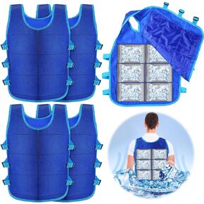 Hicarer 4 Pcs Cooling Vest for Men with 48 Ice Bag Adjustable Ice Vest Suit Heat Relief Cool Jacket for Hot Weather Working