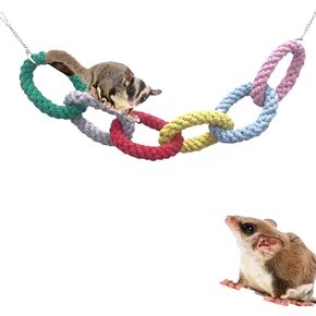 Sugar Glider Hanging Six-Ring Climbing Toys,Sugar Glider Swing Toys,Sugar Glider Climbing Rope Cage Accessories for Sugar Glider Ferret Hamster Squirrel Chinchilla Parrots Climbing Exercising
