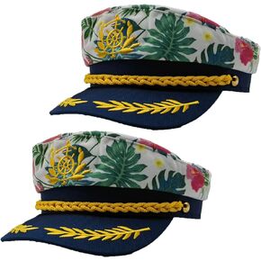 2pcs Captain hat, Sailor caps, Adjustable Captain Yacht Hat for Women Men Navy Marine Admiral Costumes Accessory