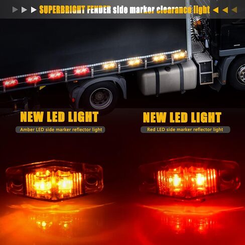 nifeida 8Pcs 2 LED Side Marker Clearance Light 2.5" Mini Trailer Truck Identification Fender Lamp Universal for 12V Boat RV Camper Truck DOT FMVSS 108 SAE P2 Surface Mount [4 Amber & 4 Red] in Saudi Arabia