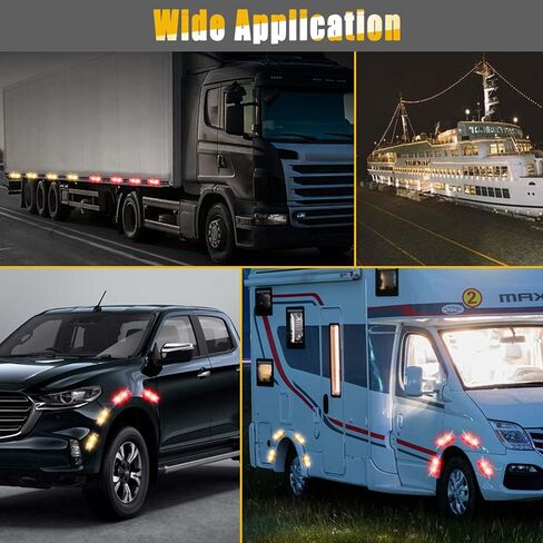nifeida 8Pcs 2 LED Side Marker Clearance Light 2.5" Mini Trailer Truck Identification Fender Lamp Universal for 12V Boat RV Camper Truck DOT FMVSS 108 SAE P2 Surface Mount [4 Amber & 4 Red] in Saudi Arabia