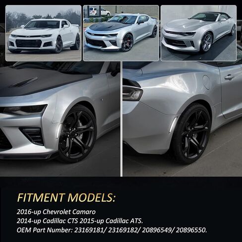 Bestview عدسة مدخنة LED أضواء جانبية أمامية وخلفية ومصابيح جانبية عاكسة متوافقة مع Chevy Camaro 2016-up، إشارة الانعطاف باللون الأبيض - حزمة من 4 in Kuwait