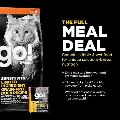 GO! SOLUTIONS Sensitivities – Duck Recipe – Limited Ingredient Dry Cat Food, 8 lb – Grain Free Cat Food for All Life Stages – to Support Sensitive Stomachs in Saudi Arabia