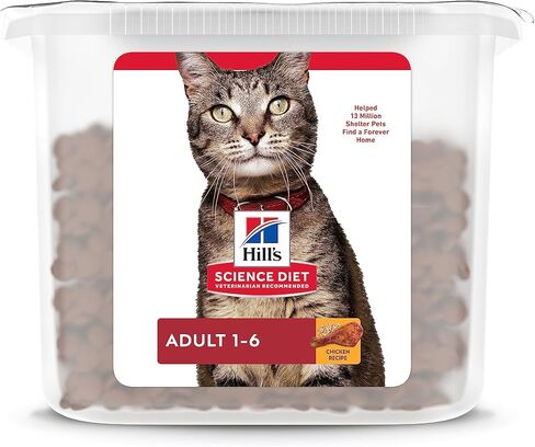 Hill's Science Diet للبالغين 1-6، تغذية ممتازة للبالغين 1-6، طعام جاف للقطط، وصفة الدجاج، حوض بسعة 20 رطل in Kuwait