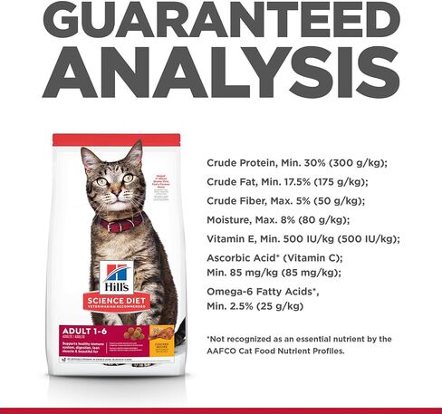 Hill's Science Diet للبالغين 1-6، تغذية ممتازة للبالغين 1-6، طعام جاف للقطط، وصفة الدجاج، حوض بسعة 20 رطل in Kuwait