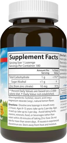 Carlson - Zinc-Ease, Soothing Lozenge, Health Support & Optimal Wellness, Lemon, 180 Lozenges in Saudi Arabia