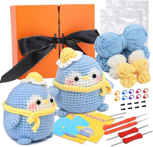 Crochet Kit for Beginners, Cute Crochet Starter Kit with Yarn for Crocheting, Step by Step Instructions, and Storage Box Complete Crochet Kit and Knitting Kit for Mother's Day DIY Crocheting Crafts in Saudi Arabia