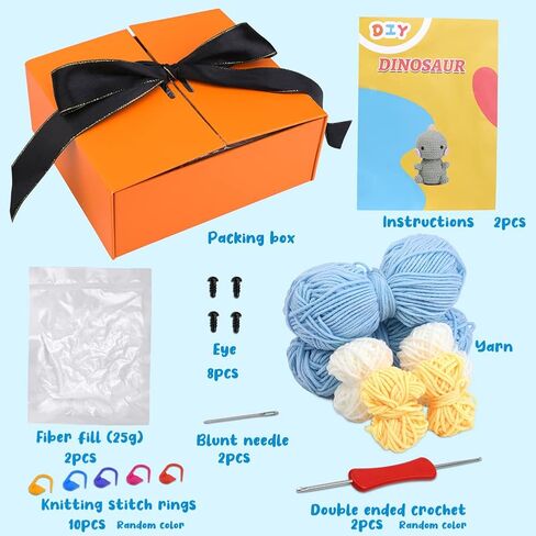 Crochet Kit for Beginners, Cute Crochet Starter Kit with Yarn for Crocheting, Step by Step Instructions, and Storage Box Complete Crochet Kit and Knitting Kit for Mother's Day DIY Crocheting Crafts in Saudi Arabia