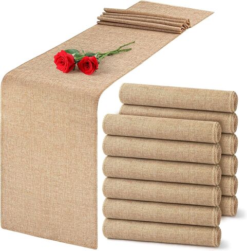 12pcs Burlap Table Runners, 12"x 71" Table Runner Dresser Cover for Farmhouse Jute Table Runne, Fabric Party Runners for Western Wedding Table Decorations and Dinner in Saudi Arabia