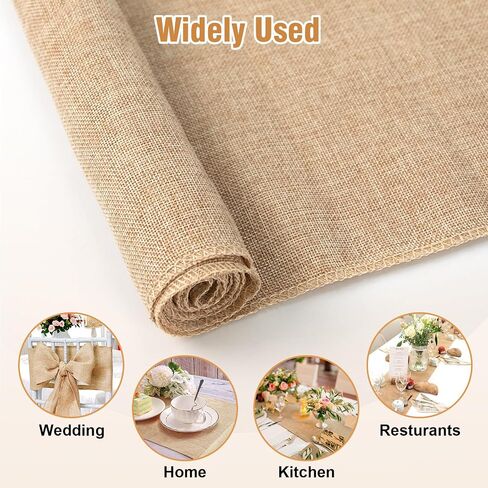 12pcs Burlap Table Runners, 12"x 71" Table Runner Dresser Cover for Farmhouse Jute Table Runne, Fabric Party Runners for Western Wedding Table Decorations and Dinner in Saudi Arabia